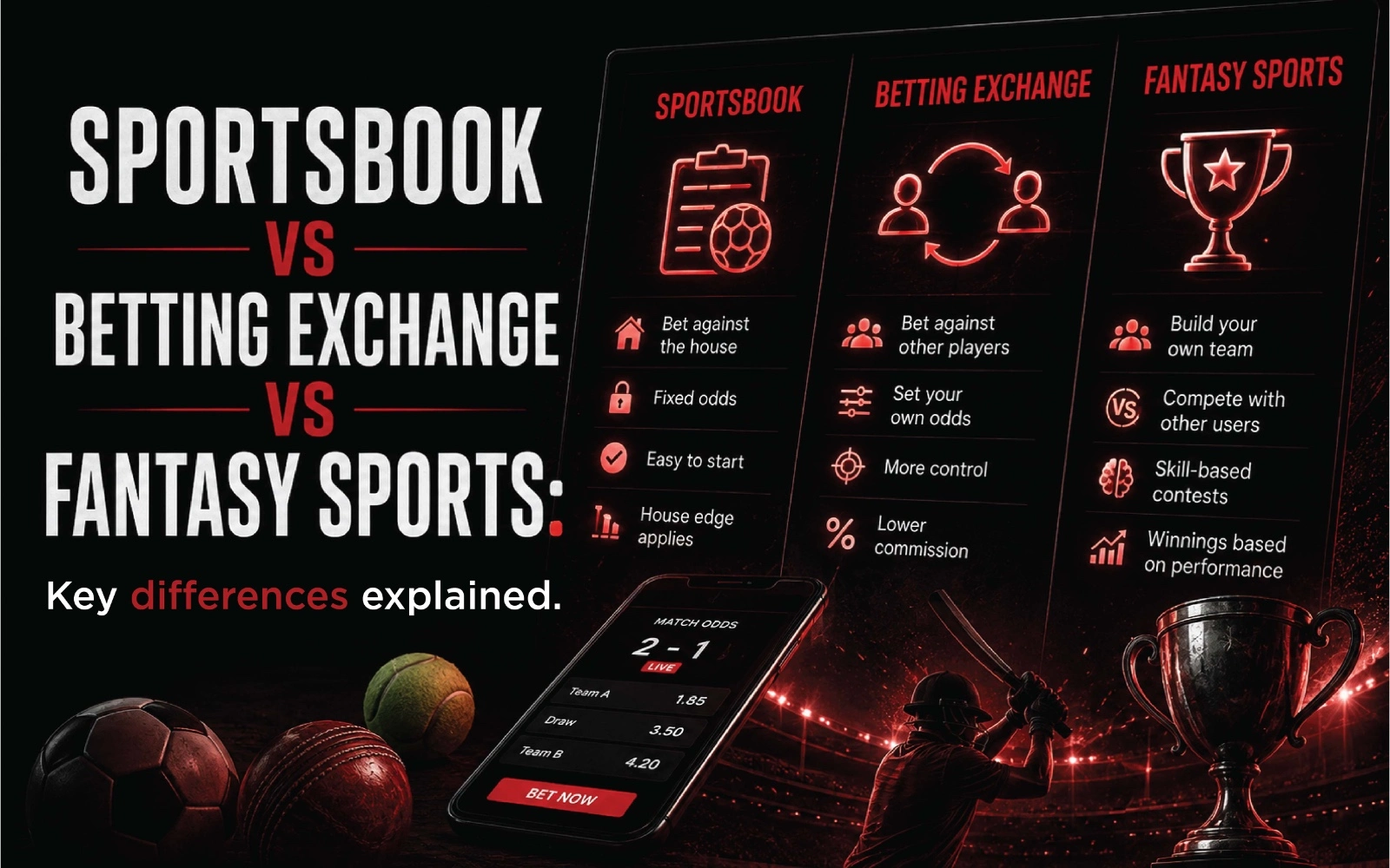 Sportsbook vs Betting Exchange vs Fantasy Sports